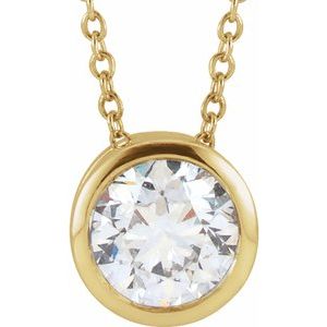 14K Yellow Gold Vermeil 1/4 CT Lab-Grown Diamond Solitaire 16-18" Necklace