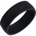 Black Silicone 7 mm Comfort-Fit Half Round Band Size 13