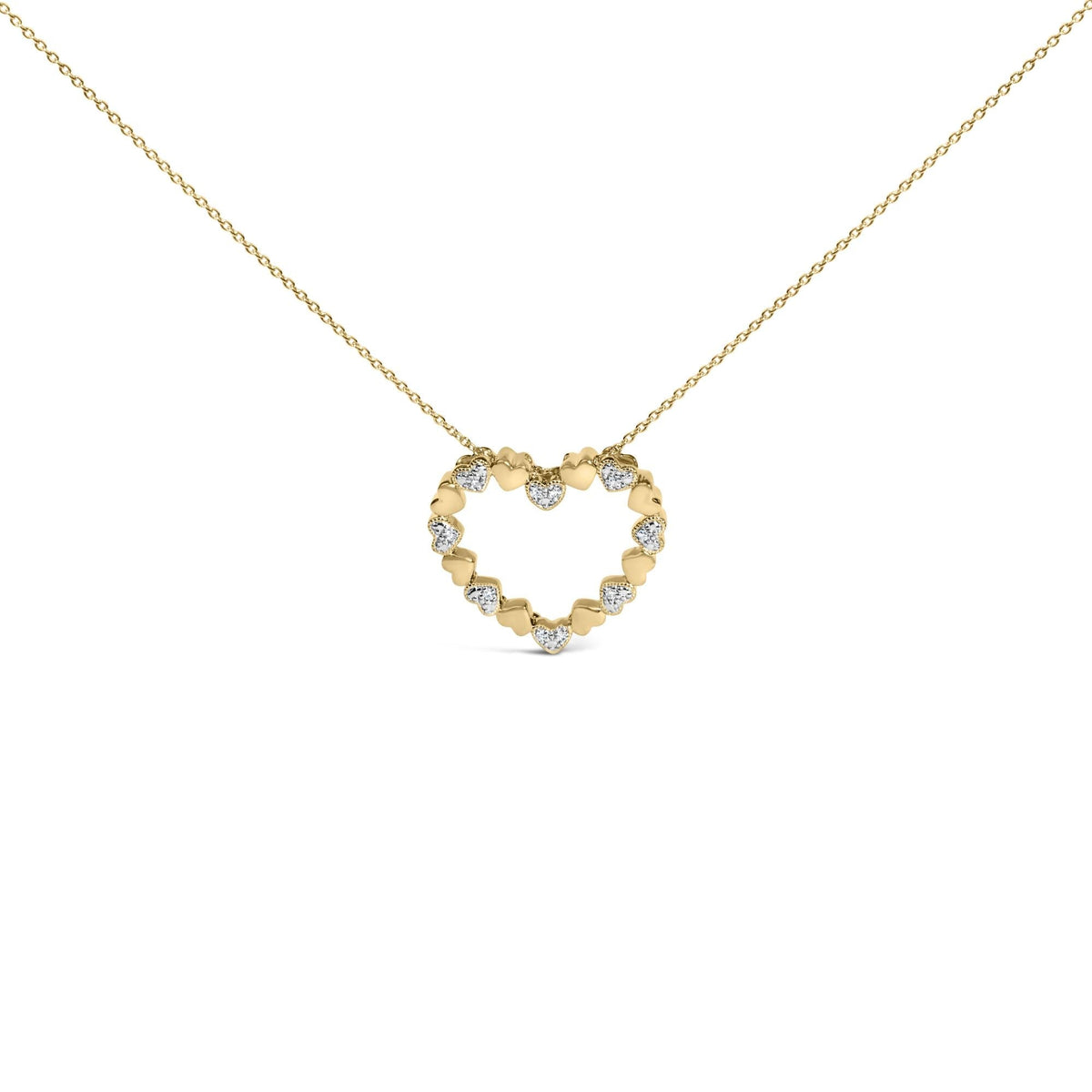 Gold Vermeil Diamond Accent Puffed Heart Pendant Necklace