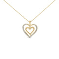 Gold Vermeil Floating Double-Heart Diamond Pendant Necklace