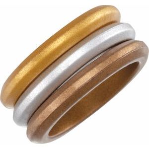 Metallic-Colored Silicone 2.5 mm Silicone Comfort-Fit Band Set Size 8