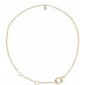 14K Yellow Gold 1/6 CT Drilled Natural Diamond Solitaire 9" Anklet