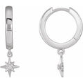Sterling Silver .0075 CTW Natural Diamond Celestial Hinged Hoop Earrings