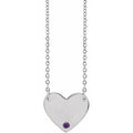 Sterling Silver Natural Amethyst Engravable Heart 18" Necklace