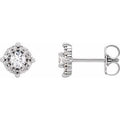 14K White Gold 1/6 CTW Natural Diamond Halo-Style Earrings
