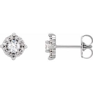 14K White Gold 1/6 CTW Natural Diamond Halo-Style Earrings
