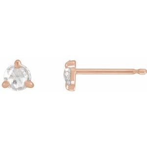 14K Rose Gold 1/8 CTW Rose-Cut Natural Diamond Stud Earrings
