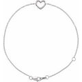 14K White Gold Heart 6 1/2-7 1/2" Bracelet