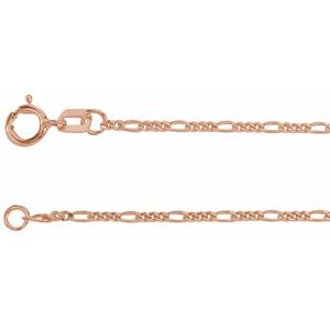 14K Rose Gold 1.28 mm Figaro 20" Chain