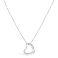 Sterling Silver Bezel Set Diamond Accent Heart Pendant Necklace