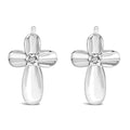 .925 Sterling Silver Prong Set Diamond Accent Floral Cross Stud Earring (I-J Color, I1-I2 Clarity)