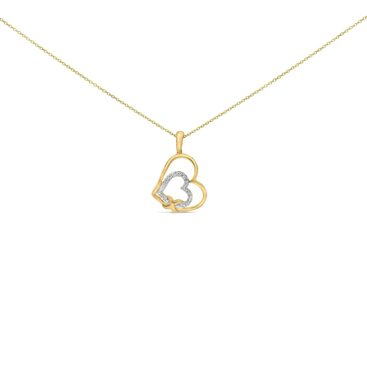 Gold Vermeil Intertwined Open-Heart Diamond Pendant Necklace