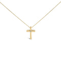 Gold Vermeil Bezel-Diamond Rounded Cross Pendant Necklace