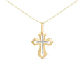 Gold Vermeil Diamond Accent Roman Cross Pendant Necklace