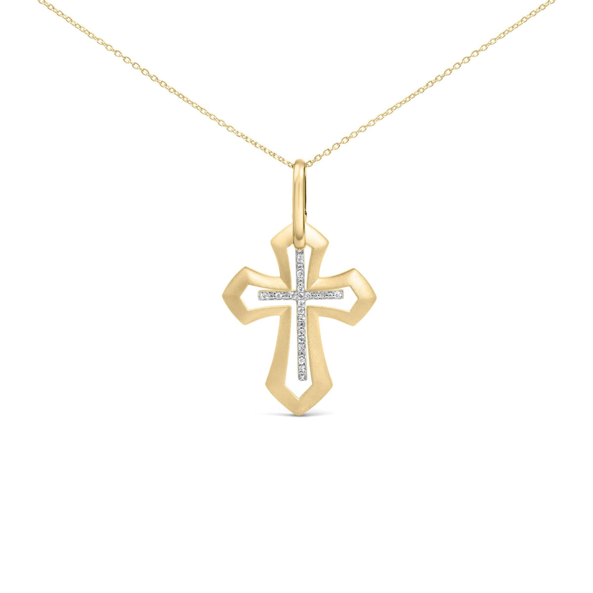 Gold Vermeil Diamond Accent Roman Cross Pendant Necklace