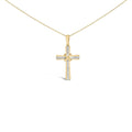 Gold Vermeil Diamond Center-Stripe Cross Pendant Necklace