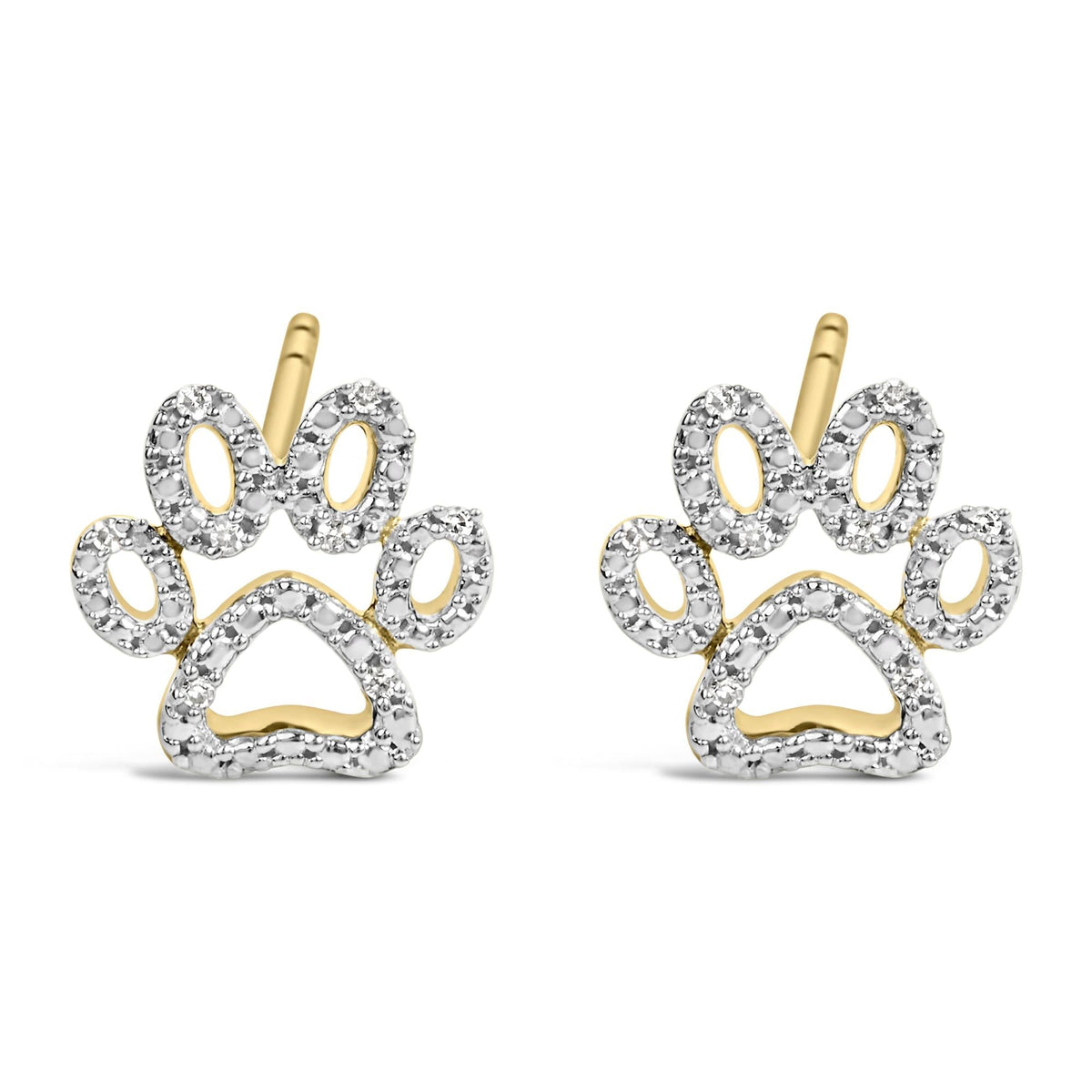 Gold Vermeil Diamond Accent Pet Paw Earring