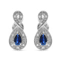 .925 Sterling Silver 4.5 x 3mm Pear Sapphire Gemstone and Diamond Accent Infinity Drop Stud Earrings (H-I Color, SI1-SI2