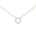 Gold Vermeil 1/10 Cttw Diamond Paperclip Chain Circle Pendant Necklace