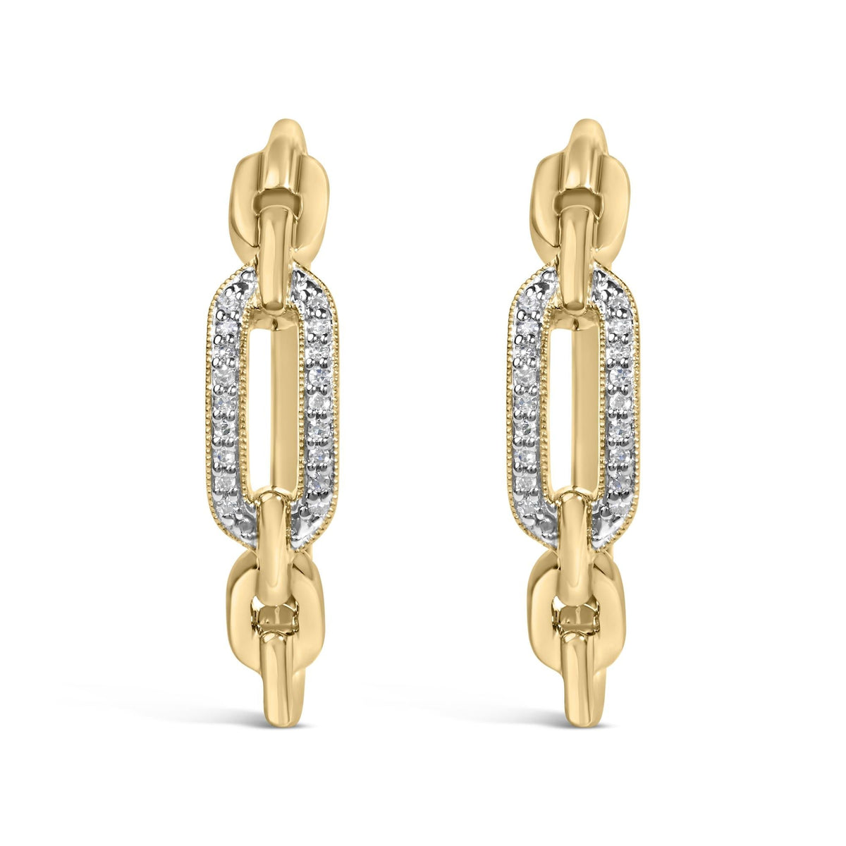 Gold Vermeil 1/10 Cttw Diamond Paperclip Hoop Earring
