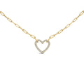 Gold Vermeil 1/10 Cttw Diamond Paperclip Chain Heart Pendant Necklace