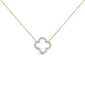 Gold Vermeil 1/10 Cttw Diamond Clover Pendant Necklace