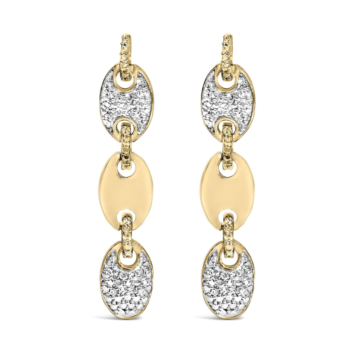 Gold Vermeil 1/10 Cttw Diamond Bold Disc Link Earring