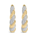 Gold Vermeil 1/10 Cttw Diamond Bold Rope Hoop Earring
