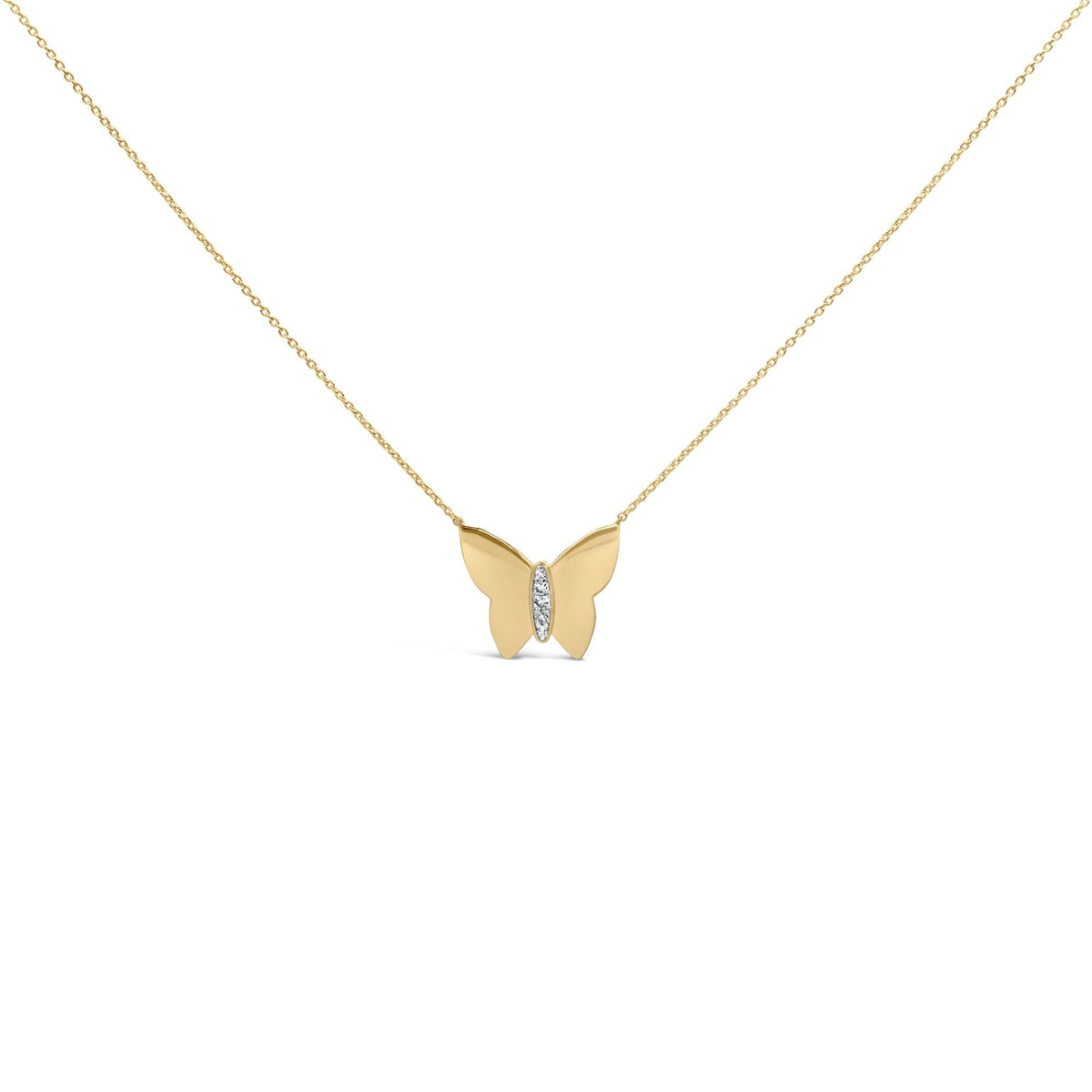 Gold Vermeil Diamond Accent Butterfly Pendant Necklace