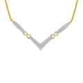 14K Yellow and White Gold 2.0 Cttw Princess Cut Diamond Flared and X-Station V Shaped 18” Franco Chain Statement Necklace
