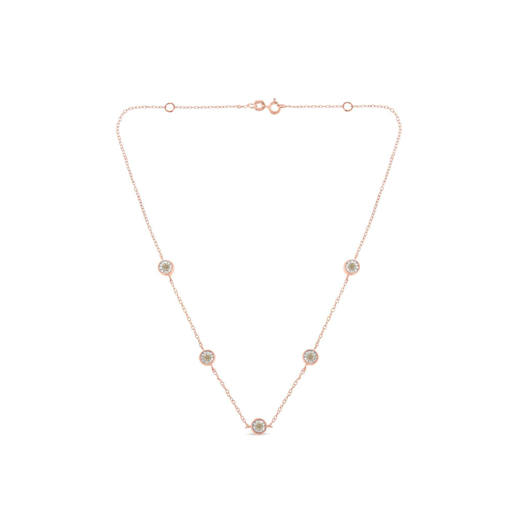 Sterling Silver Diamond Station Necklace (1/2 cttw, K-L Color, I2-I3 Clarity)