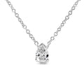 14K White Gold Pear Shape Solitaire Diamond 18" Pendant Necklace (G-H Color, VS2-SI1 Clarity)