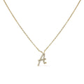 10K Yellow Gold Diamond Accent A-Z Initial Script Style Pendant Necklace