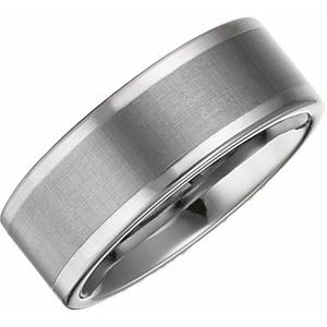 Tungsten 8 mm Inlay Comfort-Fit Band Size 13
