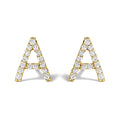 10K Yellow Gold 1/10 Cttw Diamond Initial “A” to "Z" Stud Earring