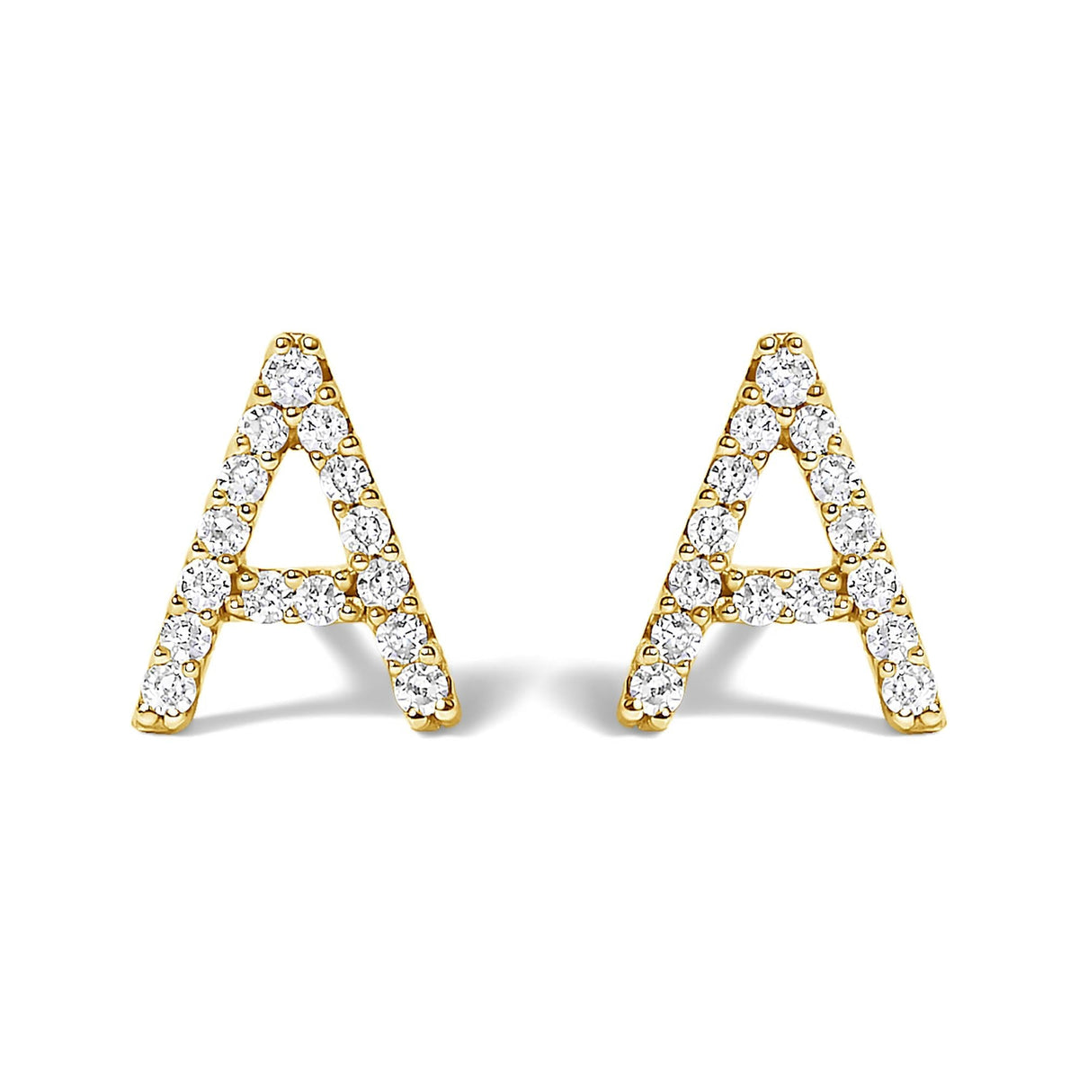 10K Yellow Gold 1/10 Cttw Diamond Initial “A” to "Z" Stud Earring