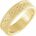 14K Yellow Gold 6 mm Milgrain Celtic-Inspired Flat Band Size 11.5