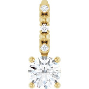 14K Yellow Gold Imitation Diamond & .01 CTW Natural Diamond Charm/Pendant