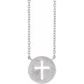Sterling Silver Pierced Cross Hammered Disc 18" Necklace