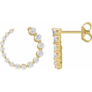 14K Yellow Gold Vermeil 7/8 CTW Lab-Grown Diamond Front-Back Earrings