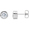 14K White Gold 5.2 mm Round Imitation White Cubic Zirconia Bezel-Set Earrings