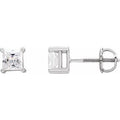 14K White Gold 4.5x4.5 mm Square Imitation White Cubic Zirconia Earrings