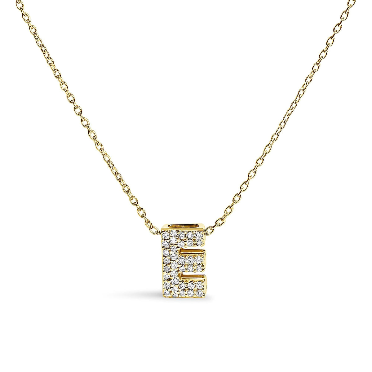 10K Yellow Gold Diamond Accent "A-Z" Initial Bubble Pendant Necklace