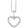14K White Gold 1/5 CTW Natural Diamond Heart 18" Necklace
