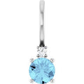 14K White Gold Natural Aquamarine & .015 CT Natural Diamond Charm/Pendant
