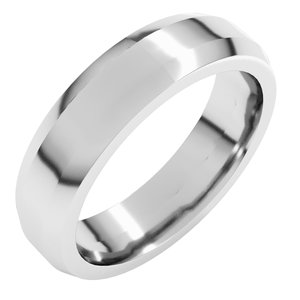 14K White Gold 5 mm Beveled-Edge Flat Band Size 9