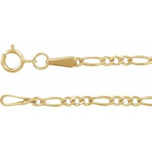 14K Yellow Gold 1.9 mm Diamond-Cut Figaro 24" Chain