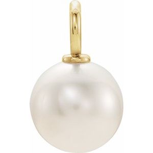 14K Yellow Gold Cultured White Freshwater Pearl Pendant