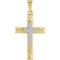14K Yellow/White Gold 20.5x14 mm Hollow Cross Pendant