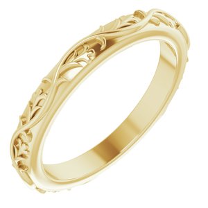 14K Yellow Gold 2.5 mm Sculptural Flat Band Size 6